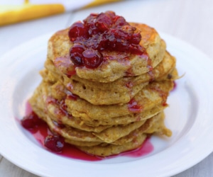 Butternut Squash Whole Wheat Pancakes with Cranberry Syrup Recipe