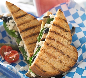 Grilled Eggplant and Portobello Sandwich