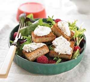 Spring Salad With Cheesy-Whole Grain Croutons Recipe