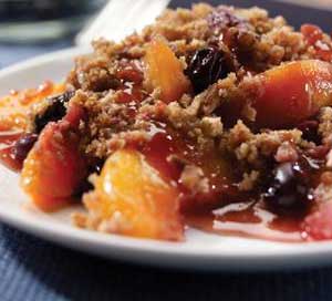 Warm Peach and Blueberry Crisp Recipe