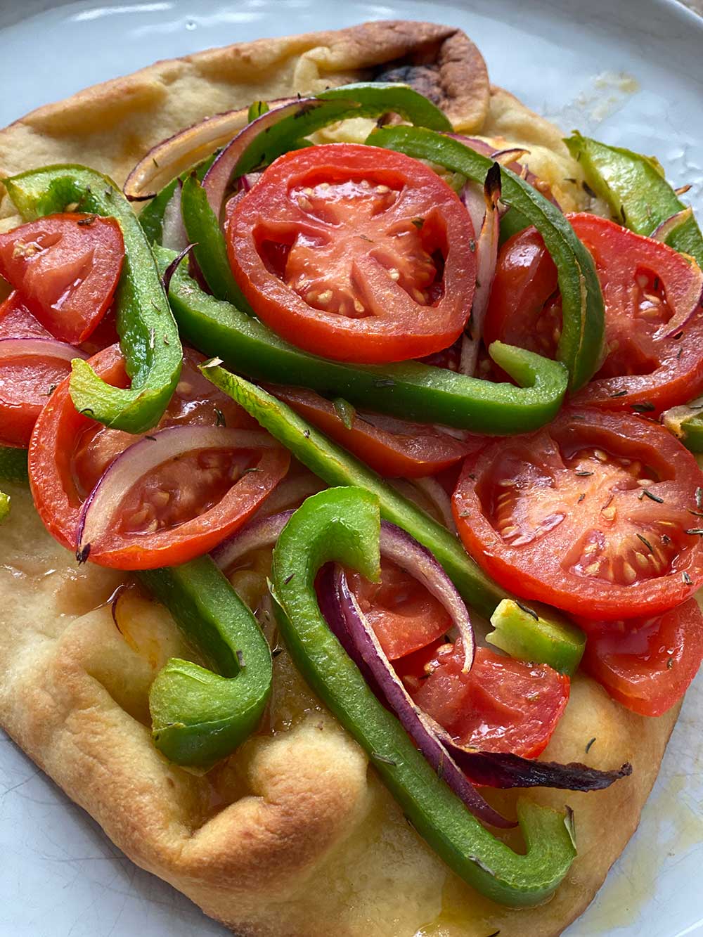Roasted Vegetables with Olive Oil and Thyme Flatbreads Grain Foods