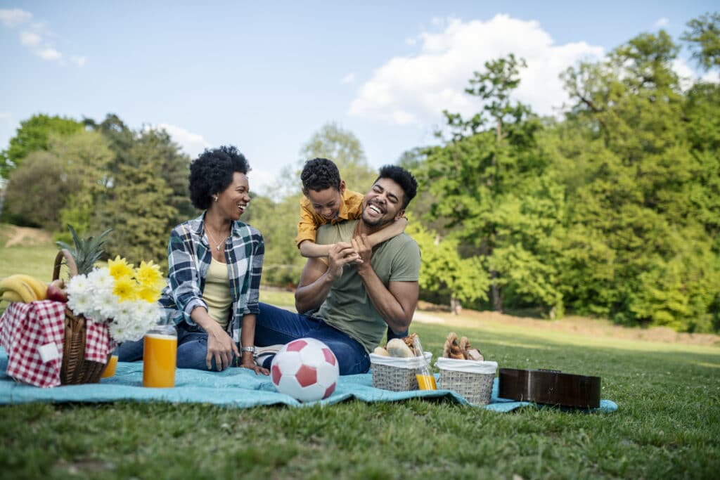 Family having picnic