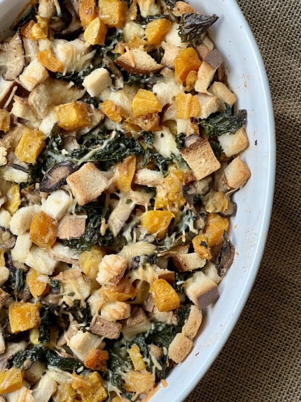 Butternut Squash, Mushroom and Kale Dressing