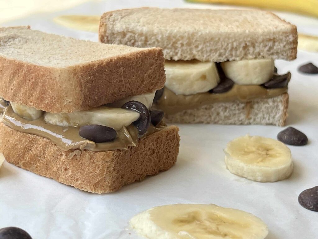 PB & Banana Sandwich with chocolate chips