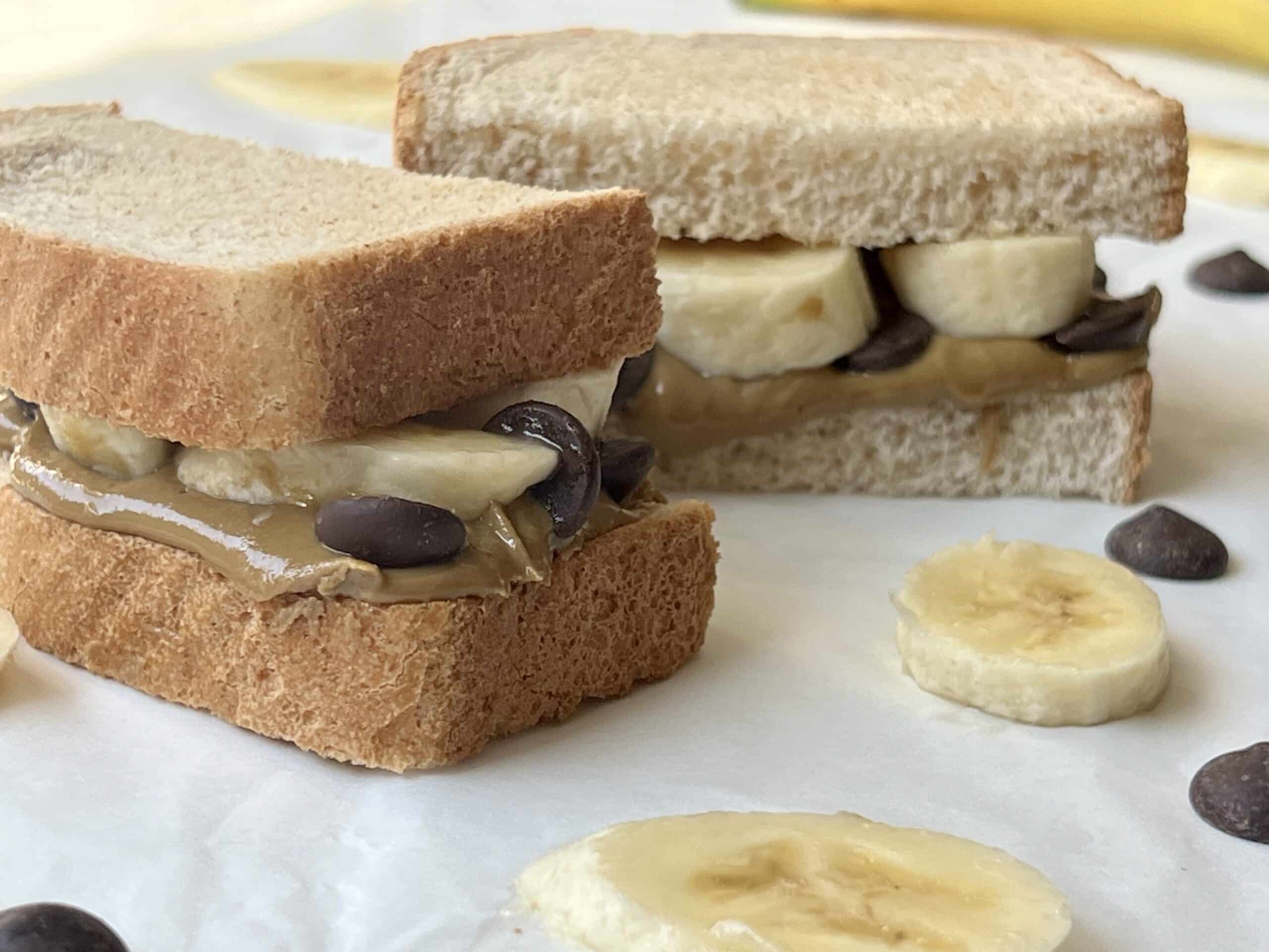 PB & Banana Sandwich with chocolate chips