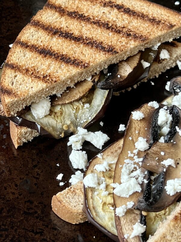 Grilled Eggplant and Portobello Sandwich
