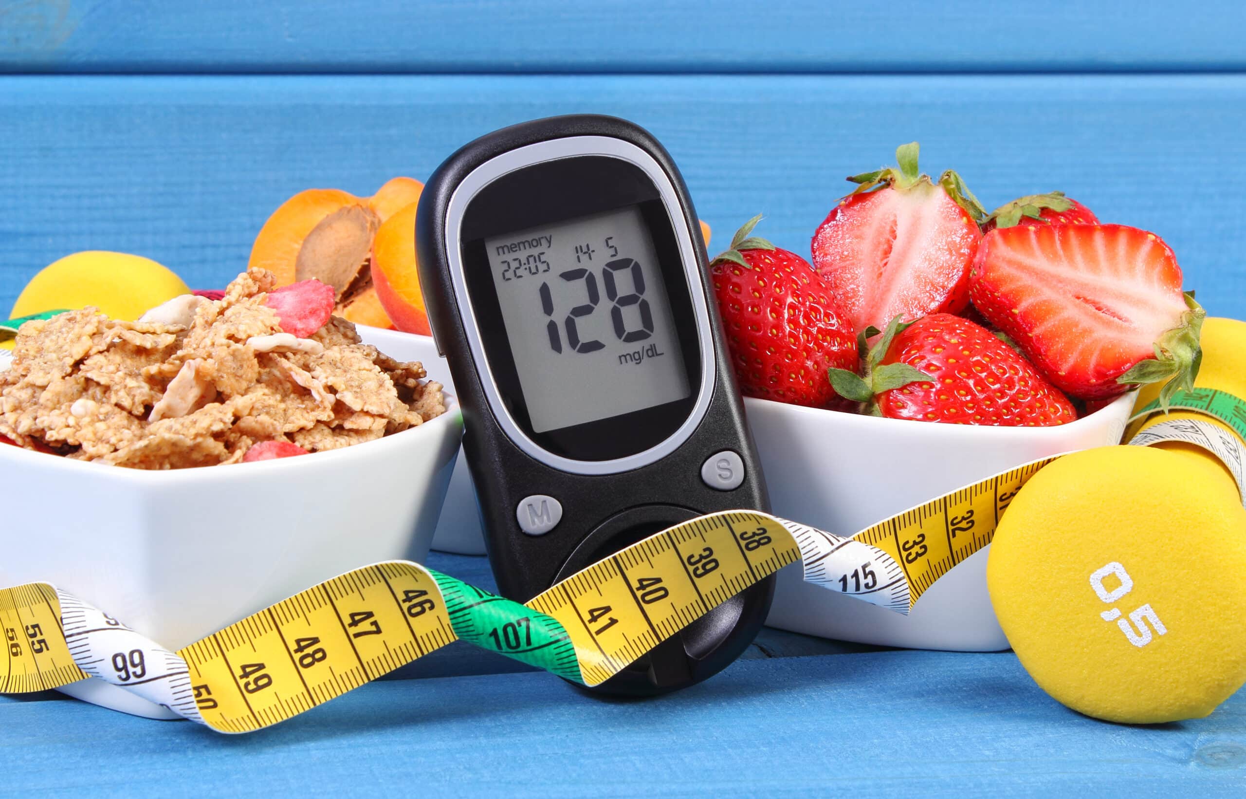 cereal, fruit and fitness tracker